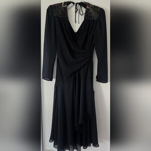 Vinatge Sheer Wrap Dress Irridescent Beadwork